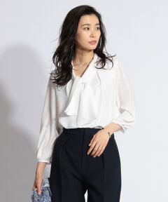 L size ONWARD(大きいサイズ) / エルサイズオンワード Tシャツ | 【洗える】ボウタイジャージー カットソー