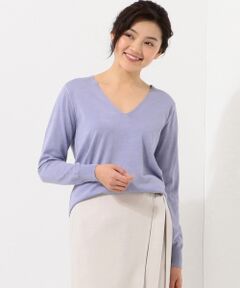 【洗える】Hi Twist Silk Cotton Vネック ニット