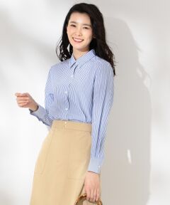 L size ONWARD(大きいサイズ) / エルサイズオンワード トップス | 【接触冷感】ブロッキングストライプ シャツ