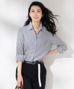 L size ONWARD(大きいサイズ) / エルサイズオンワード トップス | 【接触冷感】ブロッキングストライプ シャツ