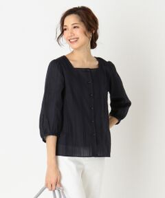 L size ONWARD(大きいサイズ) / エルサイズオンワード トップス | 【洗える】スクエアネック ブラウス