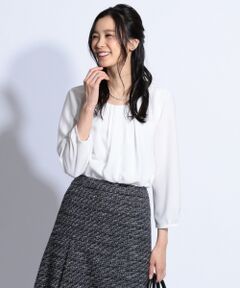 L size ONWARD(大きいサイズ) / エルサイズオンワード Tシャツ | 【追加】ツイル＆ストライプジャガード カットソー