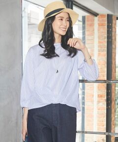 L size ONWARD(大きいサイズ) / エルサイズオンワード Tシャツ | トリコットマルチストライプボートネック カットソー