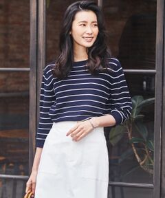 L size ONWARD(大きいサイズ) / エルサイズオンワード ニット・セーター | 【洗える】片畦 ランダムボーダー ニット