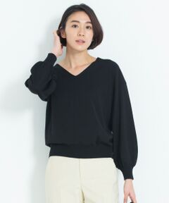 【洗える】COTTON ACETATE Vネックニット