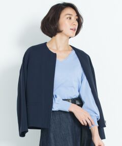 【洗える】COTTON ACETATE Vネックニット