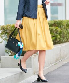 L size ONWARD(大きいサイズ) / エルサイズオンワード ミニ・ひざ丈スカート | 【洗える】スプリングタックフレア スカート