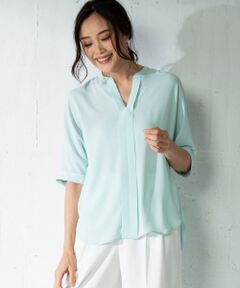 L size ONWARD(大きいサイズ) / エルサイズオンワード トップス | 【待望の再入荷】Back Satin Amunzen 5分袖 ブラウス