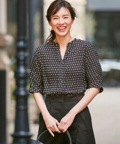 L size ONWARD(大きいサイズ) / エルサイズオンワード トップス | 【待望の再入荷】Back Satin Amunzen 5分袖 ブラウス