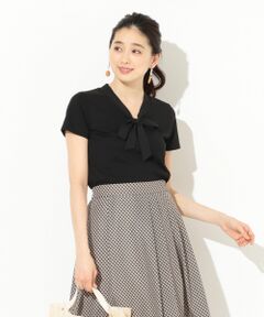 L size ONWARD(大きいサイズ) / エルサイズオンワード Tシャツ | 【接触冷感・UVケア・消臭機能】コンフォートモダール ボウタイ カットソー