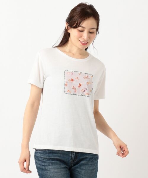 L size ONWARD(大きいサイズ) / エルサイズオンワード Tシャツ | ボックスフラワープリント Tシャツ | 詳細5