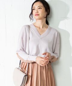 【洗える】Pure Linen Vネック ニット