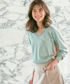 【洗える】Pure Linen Vネック ニット