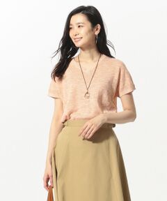 L size ONWARD(大きいサイズ) / エルサイズオンワード ニット・セーター | 【洗える】コットンリネン 半袖 ニット