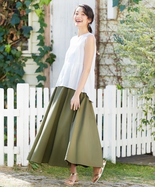 L size ONWARD(大きいサイズ) / エルサイズオンワード トップス | 【洗える】L'aube リネンレーヨンノースリーブ ブラウス | 詳細1