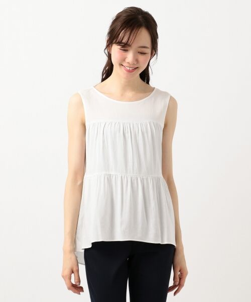 L size ONWARD(大きいサイズ) / エルサイズオンワード トップス | 【洗える】L'aube リネンレーヨンノースリーブ ブラウス | 詳細4