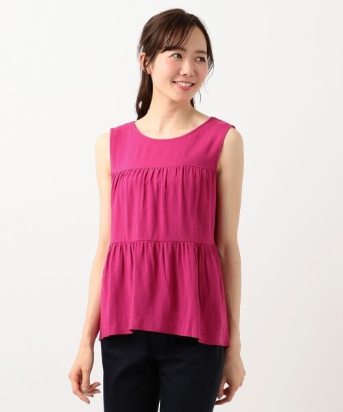 L size ONWARD(大きいサイズ) / エルサイズオンワード トップス | 【洗える】L'aube リネンレーヨンノースリーブ ブラウス | 詳細10