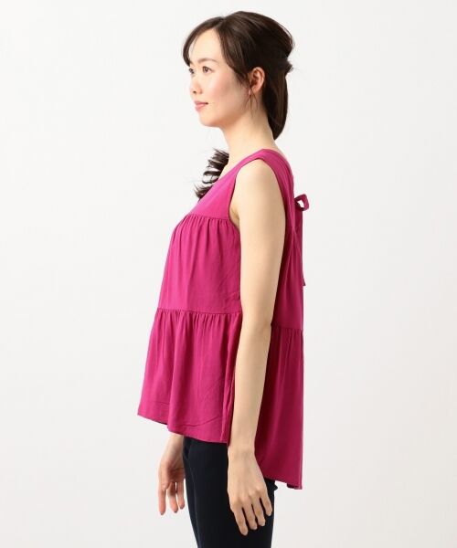 L size ONWARD(大きいサイズ) / エルサイズオンワード トップス | 【洗える】L'aube リネンレーヨンノースリーブ ブラウス | 詳細11