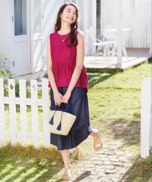 L size ONWARD(大きいサイズ) / エルサイズオンワード トップス | 【洗える】L'aube リネンレーヨンノースリーブ ブラウス | 詳細6