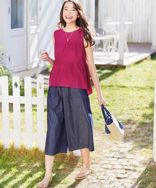 L size ONWARD(大きいサイズ) / エルサイズオンワード トップス | 【洗える】L'aube リネンレーヨンノースリーブ ブラウス | 詳細7