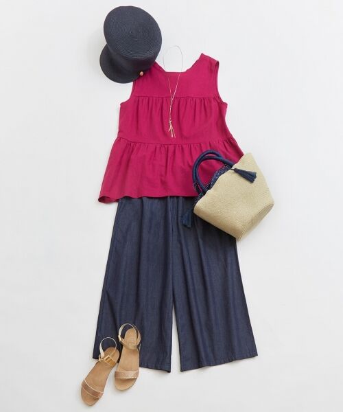 L size ONWARD(大きいサイズ) / エルサイズオンワード トップス | 【洗える】L'aube リネンレーヨンノースリーブ ブラウス | 詳細8