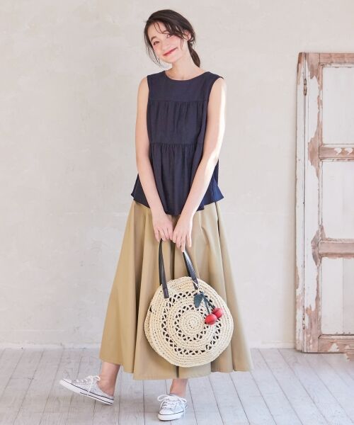 L size ONWARD(大きいサイズ) / エルサイズオンワード トップス | 【洗える】L'aube リネンレーヨンノースリーブ ブラウス | 詳細19