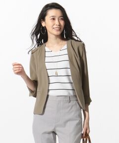 L size ONWARD(大きいサイズ) / エルサイズオンワード ノーカラージャケット | 【洗える・しわになりづらい】ソリビア ノーカーラー ジャケット