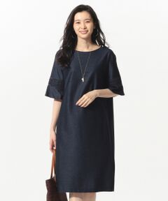 L size ONWARD(大きいサイズ) / エルサイズオンワード ミニ丈・ひざ丈ワンピース | 【WEB限定色あり】デニムツイルジャージー チュニック ワンピース