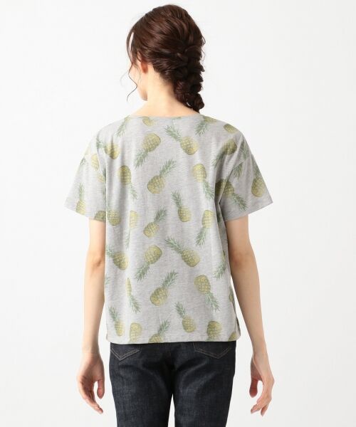 L size ONWARD(大きいサイズ) / エルサイズオンワード Tシャツ | 【L'aube】パイナップルプリント Tシャツ | 詳細3