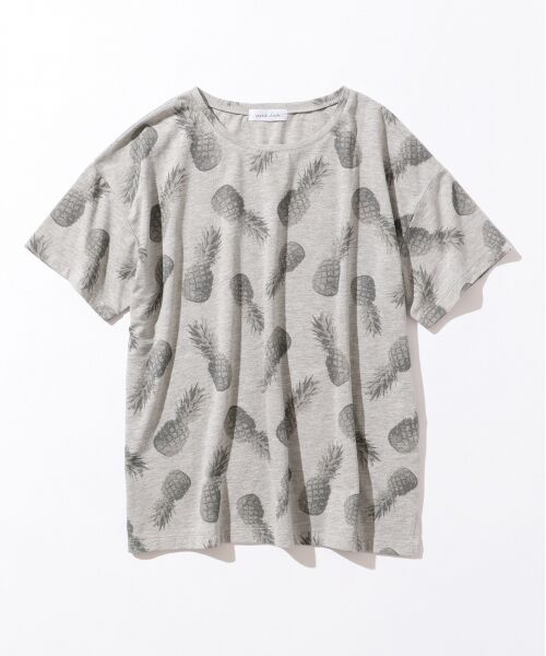 L size ONWARD(大きいサイズ) / エルサイズオンワード Tシャツ | 【L'aube】パイナップルプリント Tシャツ | 詳細10