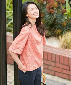 L size ONWARD(大きいサイズ) / エルサイズオンワード トップス | 【洗える】エンブロイダリーコットンリヨセル ブラウス