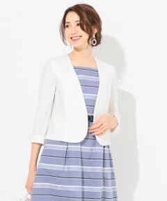 L size ONWARD(大きいサイズ) / エルサイズオンワード ノーカラージャケット | 【泉里香さん着用】ウォッシャブルピンヘッド ノーカラージャケット