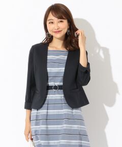 L size ONWARD(大きいサイズ) / エルサイズオンワード ノーカラージャケット | 【泉里香さん着用】ウォッシャブルピンヘッド ノーカラージャケット