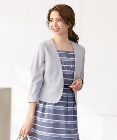 L size ONWARD(大きいサイズ) / エルサイズオンワード ノーカラージャケット | 【泉里香さん着用】ウォッシャブルピンヘッド ノーカラージャケット