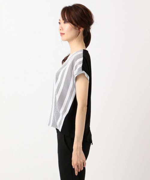 L size ONWARD(大きいサイズ) / エルサイズオンワード Tシャツ | 【安座間美優着用】Crossed Stripe 半袖カットソー | 詳細10