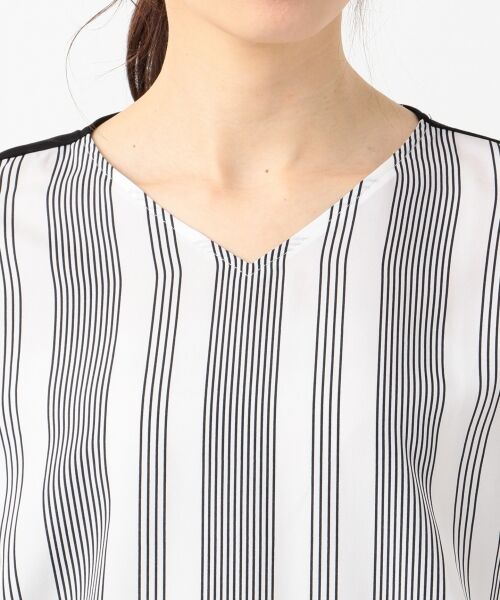 L size ONWARD(大きいサイズ) / エルサイズオンワード Tシャツ | 【安座間美優着用】Crossed Stripe 半袖カットソー | 詳細12