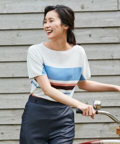 L size ONWARD(大きいサイズ) / エルサイズオンワード ニット・セーター | 【洗える】ミラノフレンチマルチボーダー ニット