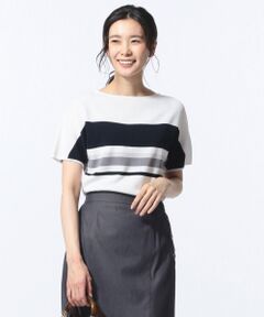 L size ONWARD(大きいサイズ) / エルサイズオンワード ニット・セーター | 【洗える】ミラノフレンチマルチボーダー ニット