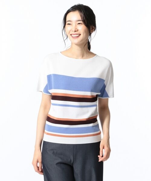 L size ONWARD(大きいサイズ) / エルサイズオンワード ニット・セーター | 【洗える】ミラノフレンチマルチボーダー ニット | 詳細3