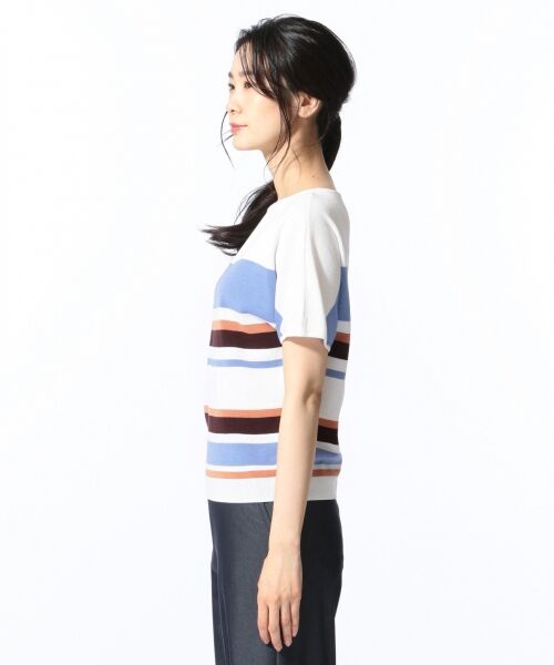 L size ONWARD(大きいサイズ) / エルサイズオンワード ニット・セーター | 【洗える】ミラノフレンチマルチボーダー ニット | 詳細4