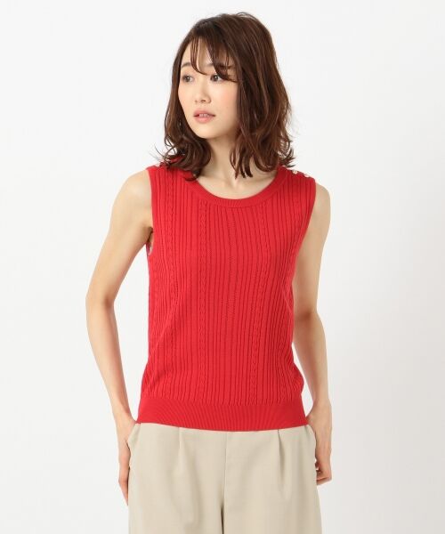 L size ONWARD(大きいサイズ) / エルサイズオンワード ニット・セーター | 【洗える】アイレットノースリニット トップス | 詳細12