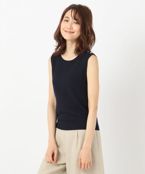 L size ONWARD(大きいサイズ) / エルサイズオンワード ニット・セーター | 【洗える】アイレットノースリニット トップス | 詳細24