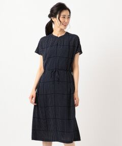 L size ONWARD(大きいサイズ) / エルサイズオンワード ミニ丈・ひざ丈ワンピース | 【洗える】BLOCK DOTS プリント ワンピース