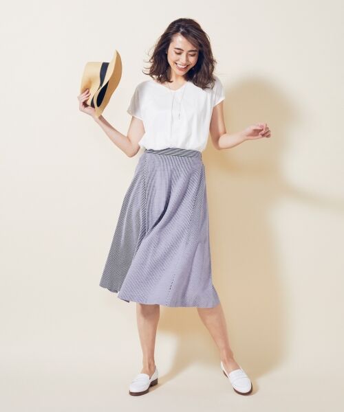 L size ONWARD(大きいサイズ) / エルサイズオンワード ミニ・ひざ丈スカート | 【シワになりにくい・洗える】サッカージャージー スカート | 詳細1