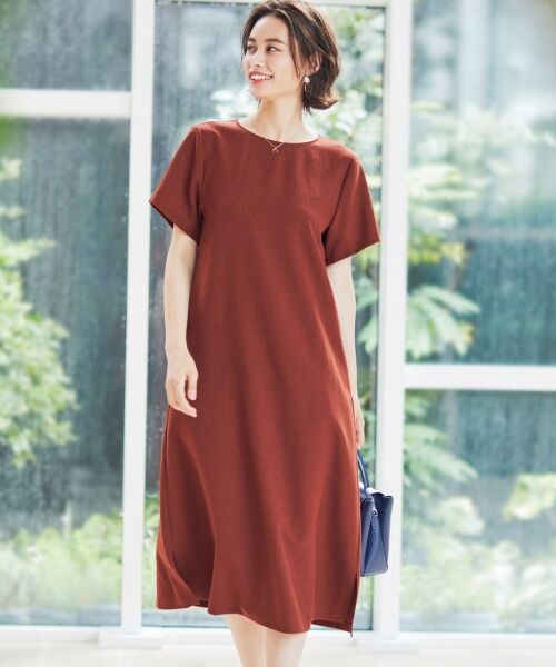 セール 洗える シワになりにくい リネンライクカラードレス ドレス L Size Onward 大きいサイズ エルサイズオンワード ファッション通販 タカシマヤファッションスクエア