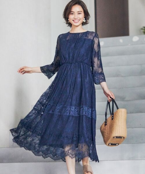 セール 結婚式やパーティーに 総レースロング ドレス ドレス L Size Onward 大きいサイズ エルサイズオンワード ファッション通販 タカシマヤファッションスクエア