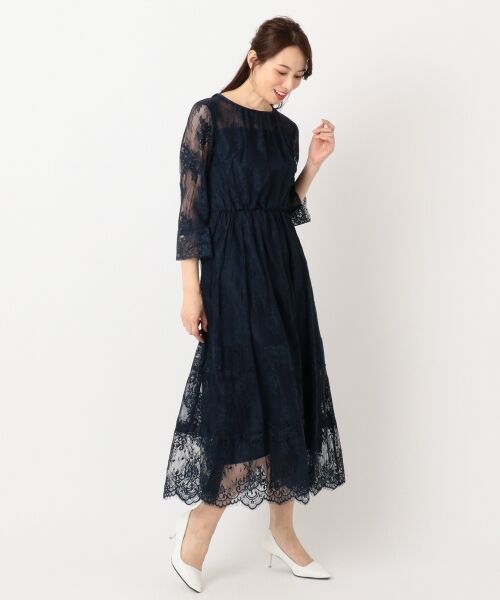 セール 結婚式やパーティーに 総レースロング ドレス ドレス L Size Onward 大きいサイズ エルサイズオンワード ファッション通販 タカシマヤファッションスクエア