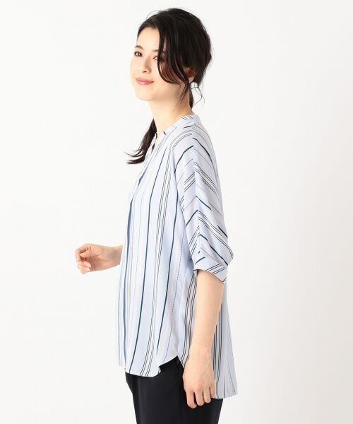 L size ONWARD(大きいサイズ) / エルサイズオンワード トップス | 【大人気ブラウスが今年も登場】Multi Stripe Vネックブラウス | 詳細7