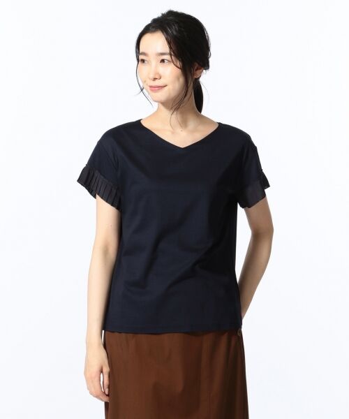 L size ONWARD(大きいサイズ) / エルサイズオンワード Tシャツ | Aiolity Jersey 袖プリーツ カットソー | 詳細13