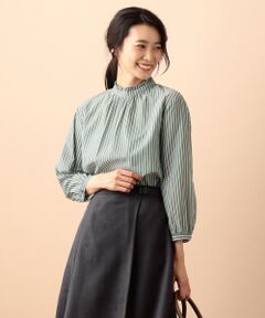 L size ONWARD(大きいサイズ) / エルサイズオンワード トップス | 【洗える】キュプラコットンストライプ ブラウス